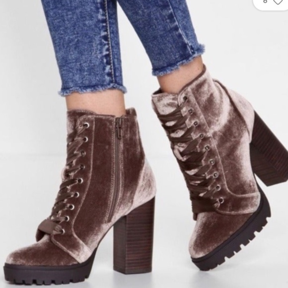 Steve Madden Shoes - Steve Madden Laurie Velvet Lace-up/zip Bootie